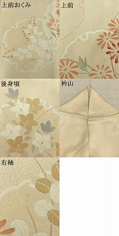 平和屋着物▽訪問着 単衣 刺繍 雪輪花文 正絹 逸品 AABD0376fy