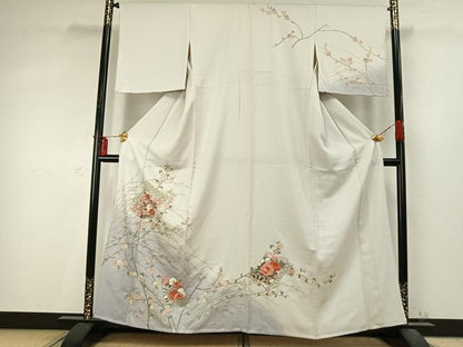 平和屋着物▽訪問着 単衣 色紙重ね花文 暈し染め 金彩 正絹 逸品 AABD0377fy
