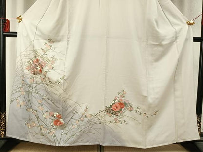 平和屋着物▽訪問着 単衣 色紙重ね花文 暈し染め 金彩 正絹 逸品 AABD0377fy
