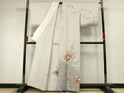 平和屋着物▽訪問着 単衣 色紙重ね花文 暈し染め 金彩 正絹 逸品 AABD0377fy