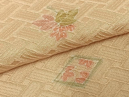 平和屋着物▽上質な小紋 単衣 作家物 草花文 正絹 逸品 AABD0380fy
