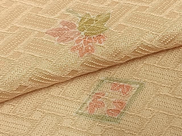 平和屋着物▽上質な小紋 単衣 作家物 草花文 正絹 逸品 AABD0380fy