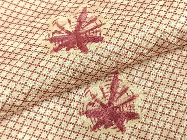 平和屋着物▽上質な小紋 単衣 舞葉文 正絹 逸品 AABD0382fy
