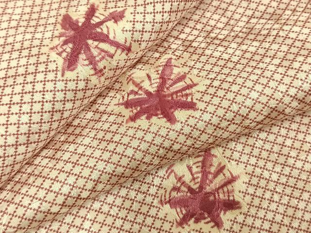 平和屋着物▽上質な小紋 単衣 舞葉文 正絹 逸品 AABD0382fy