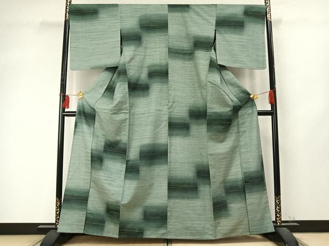 平和屋着物▽上質な紬　単衣　抽象文様　正絹　逸品　AABD0384fy
