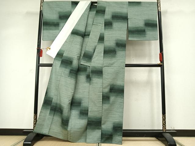 平和屋着物▽上質な紬　単衣　抽象文様　正絹　逸品　AABD0384fy