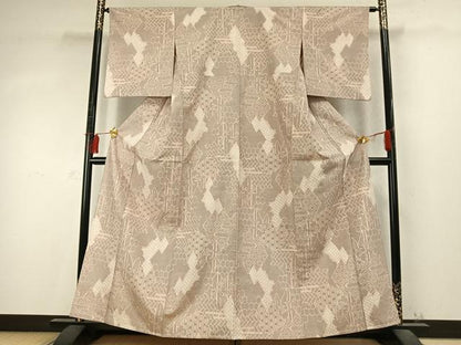 平和屋着物▽上質な紬　単衣　絞り　吉祥文　反端付き　正絹　逸品　AABD0386fy