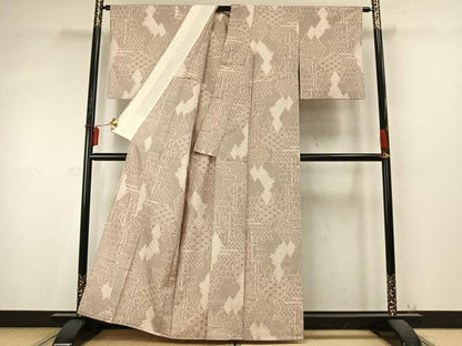 平和屋着物▽上質な紬　単衣　絞り　吉祥文　反端付き　正絹　逸品　AABD0386fy