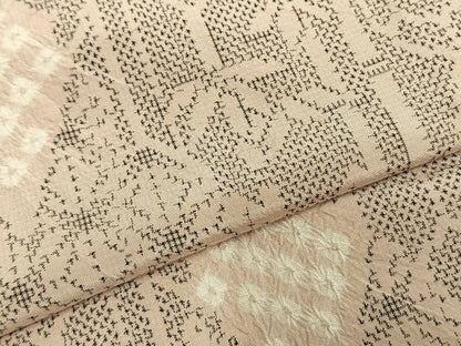 平和屋着物▽上質な紬　単衣　絞り　吉祥文　反端付き　正絹　逸品　AABD0386fy