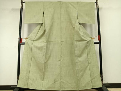 平和屋着物▽上質な紬 単衣 縞 正絹 逸品 AABD0387fy
