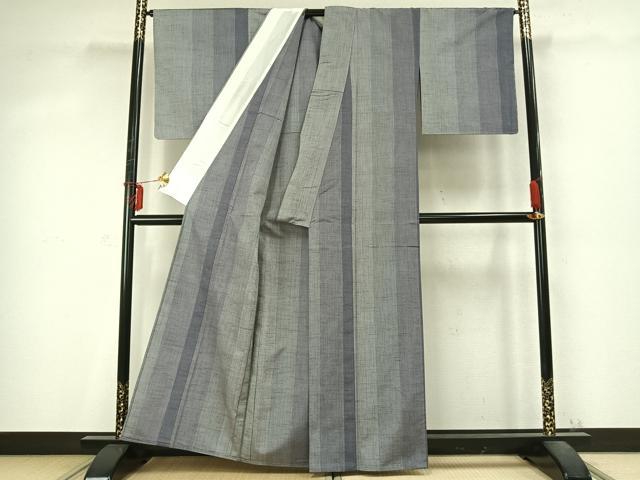 平和屋着物▽上質な紬 単衣 間道 正絹 逸品 未使用 AABD0388fy