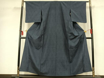平和屋着物▽本塩沢 単衣 110亀甲 幾何学文様 正絹 逸品 AABD0390fy