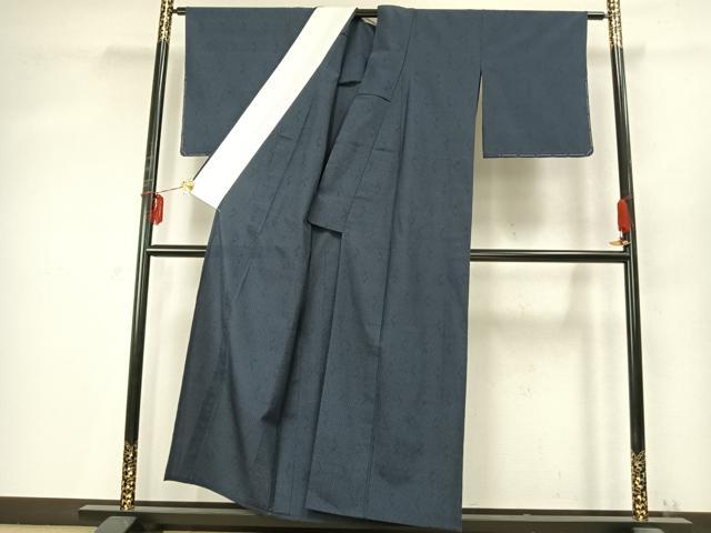 平和屋着物▽本塩沢 単衣 110亀甲 幾何学文様 正絹 逸品 AABD0390fy