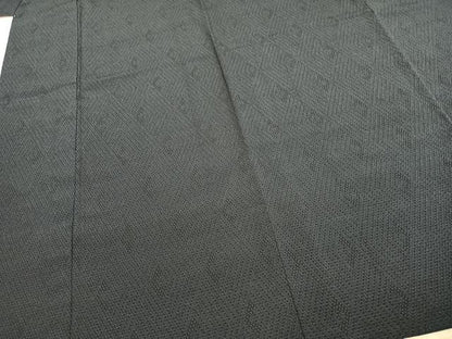 平和屋着物▽本塩沢 単衣 110亀甲 幾何学文様 正絹 逸品 AABD0390fy