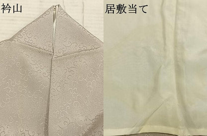 平和屋着物▽上質な色無地 単衣 花唐草地紋 灰梅色 丹後ちりめん 反端付き 正絹 逸品 AABD0392fy