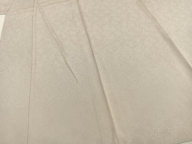 平和屋着物▽上質な色無地 単衣 花唐草地紋 灰梅色 丹後ちりめん 反端付き 正絹 逸品 AABD0392fy
