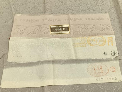 平和屋着物▽上質な色無地 単衣 花唐草地紋 灰梅色 丹後ちりめん 反端付き 正絹 逸品 AABD0392fy