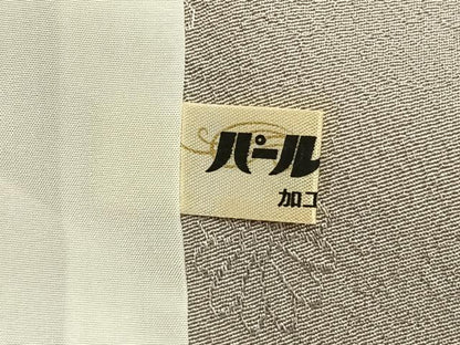 平和屋着物▽上質な色無地 単衣 花唐草地紋 灰梅色 丹後ちりめん 反端付き 正絹 逸品 AABD0392fy