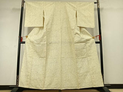 平和屋着物▽上質な紬　単衣　変わり市松文様　正絹　逸品　AABD0395fy