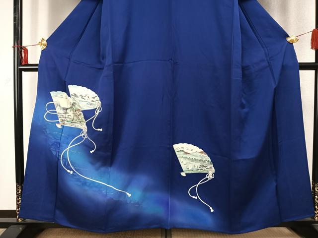 平和屋着物▽訪問着 単衣 扇面文 暈し染め 正絹 逸品 AABD0397fy