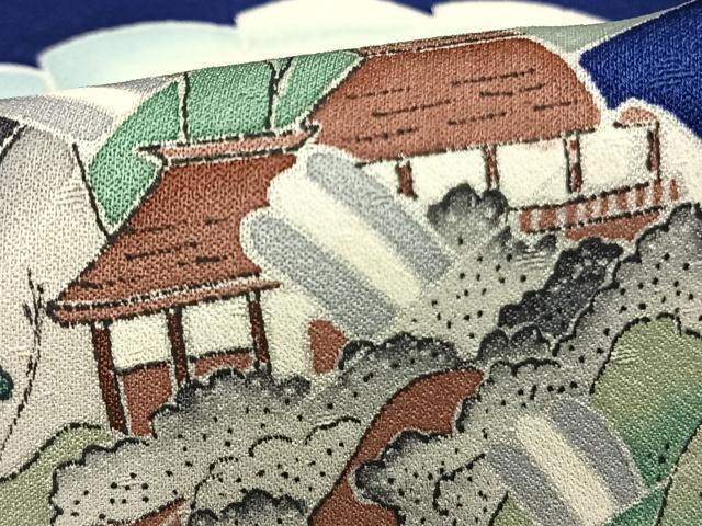 平和屋着物▽訪問着 単衣 扇面文 暈し染め 正絹 逸品 AABD0397fy