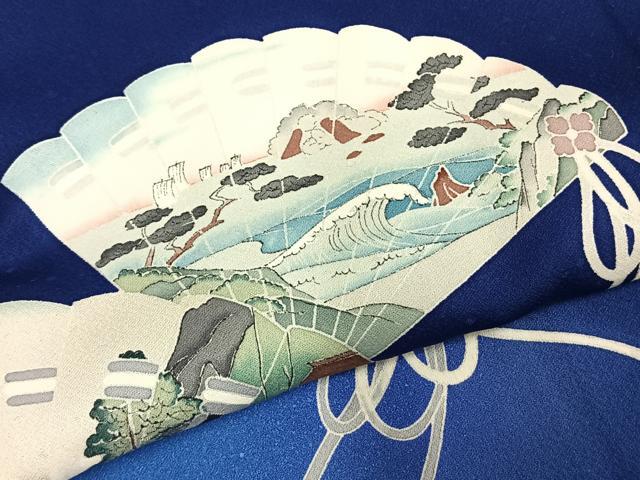 平和屋着物▽訪問着 単衣 扇面文 暈し染め 正絹 逸品 AABD0397fy