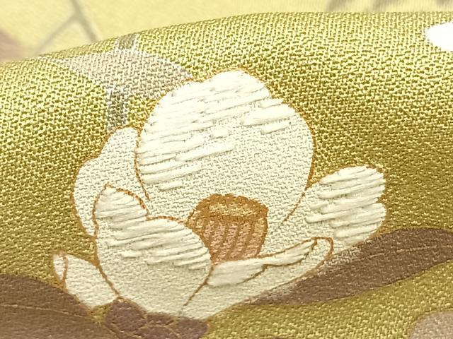 平和屋着物▽訪問着 単衣 刺繍 枝花文 正絹 逸品 AABD0399fy
