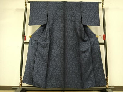 平和屋着物▽上質な小紋 単衣 霞文 正絹 逸品 AABD0402fy