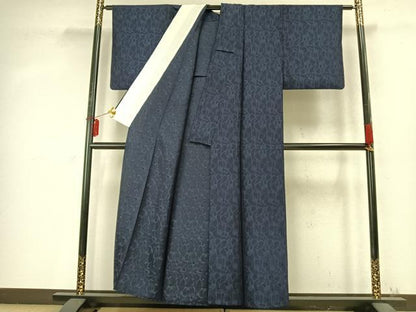 平和屋着物▽上質な小紋 単衣 霞文 正絹 逸品 AABD0402fy