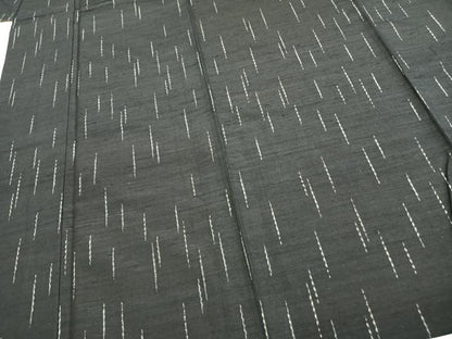 平和屋着物▽上質な紬 単衣 抽象文様 黒地 正絹 逸品 AABD0403fy