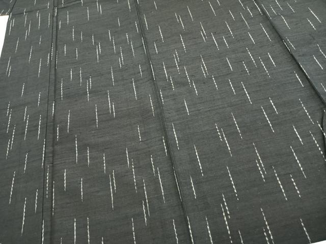 平和屋着物▽上質な紬 単衣 抽象文様 黒地 正絹 逸品 AABD0403fy