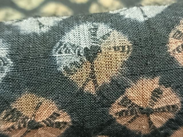 平和屋着物▽上質な紬 単衣 絞り 菱文 正絹 逸品 AABD0407fy