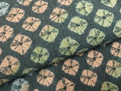 平和屋着物▽上質な紬 単衣 絞り 菱文 正絹 逸品 AABD0407fy