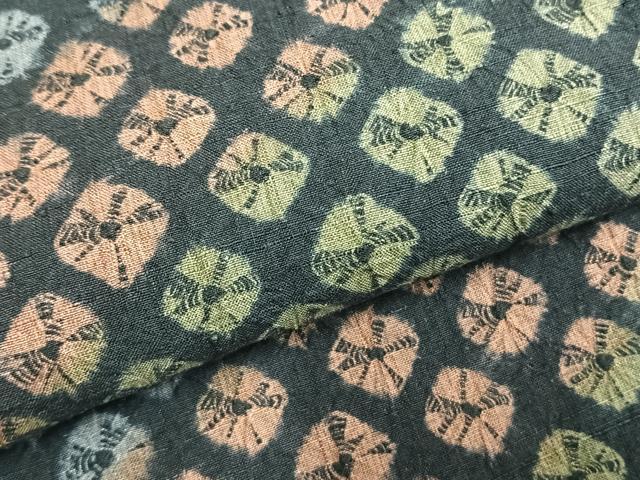 平和屋着物▽上質な紬 単衣 絞り 菱文 正絹 逸品 AABD0407fy
