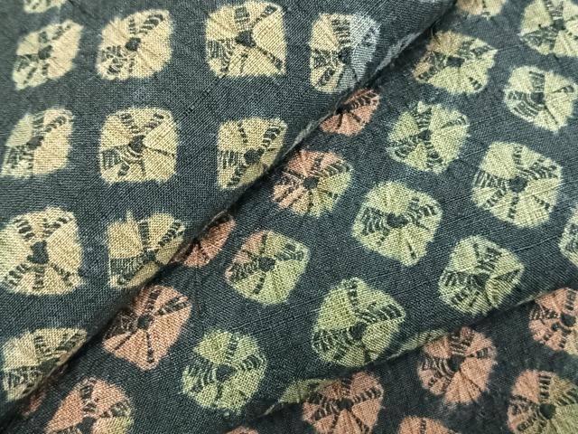 平和屋着物▽上質な紬 単衣 絞り 菱文 正絹 逸品 AABD0407fy