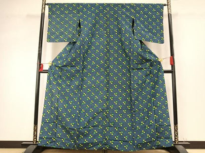 平和屋着物▽上質な紬 単衣 抽象文様 正絹 逸品 AABD0408fy