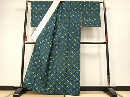 平和屋着物▽上質な紬 単衣 抽象文様 正絹 逸品 AABD0408fy