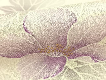 平和屋着物▽上質な小紋 単衣 草花文 正絹 逸品 AABD0409fy