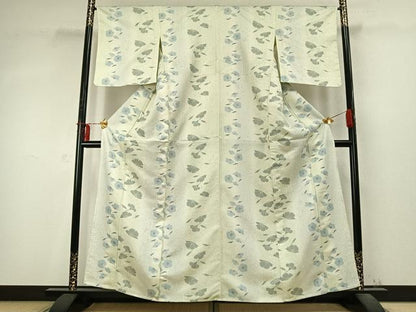 平和屋着物▽小紋 単衣 舞花文 洗える着物 未使用 AABD0412fy
