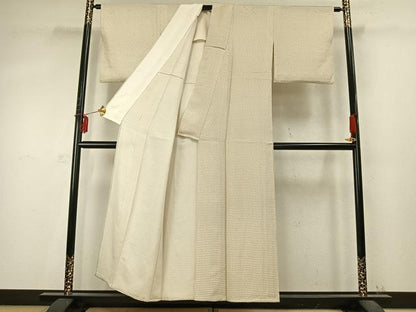 平和屋着物▽上質な小紋 単衣 幾何学文様 正絹 逸品 AABD0413fy