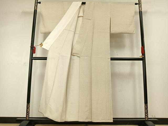 平和屋着物▽上質な小紋 単衣 幾何学文様 正絹 逸品 AABD0413fy