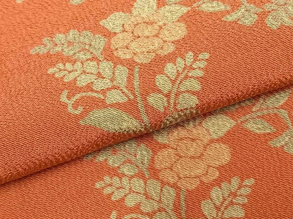 平和屋着物▽上質な小紋 単衣 草花文 正絹 逸品 AABD0415fy