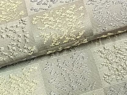 平和屋着物▽お召 単衣 黄金糸 市松文様 正絹 逸品 AABD0416fy