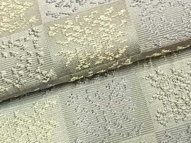 平和屋着物▽お召 単衣 黄金糸 市松文様 正絹 逸品 AABD0416fy