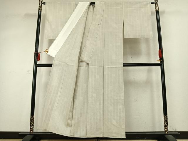 平和屋着物▽本塩沢 単衣 110亀甲 間道 正絹 逸品 AABD0420fy