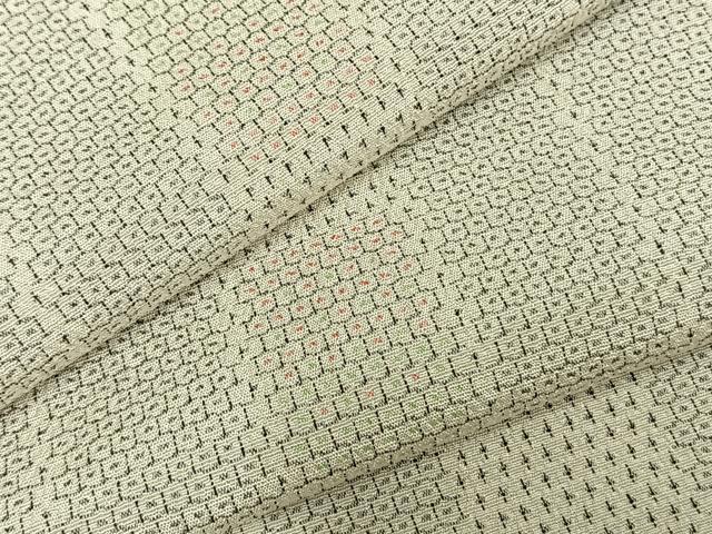 平和屋着物▽本塩沢 単衣 110亀甲 間道 正絹 逸品 AABD0420fy