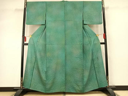 平和屋着物▽墨流しの第一人者 薗部正典 小紋 単衣 草花文 暈し染め 正絹 逸品 AABD0421fy