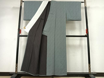 平和屋着物▽上質な小紋 単衣 網目文様 正絹 逸品 AABD0422fy