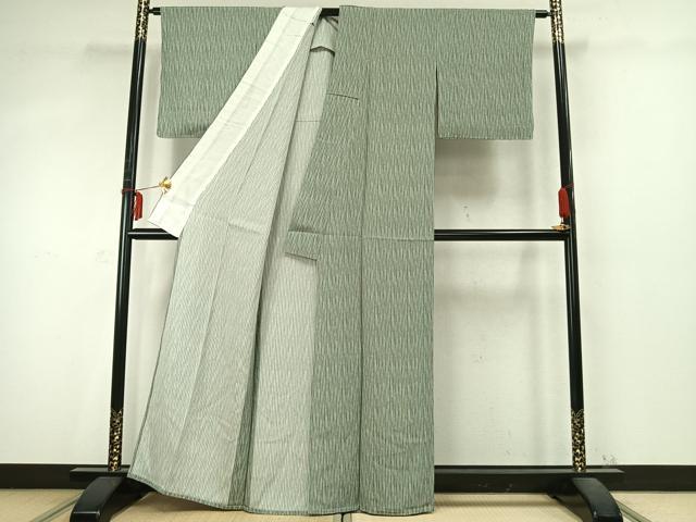 平和屋着物▽上質な小紋 単衣 変わり縞 正絹 逸品 未使用 AABD0423fy