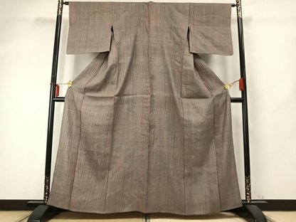 平和屋着物▽上質な紬 単衣 よろけ縞 正絹 逸品 AABD0424fy